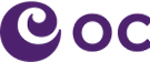 Logo with a stylized purple swirl followed by the letters 